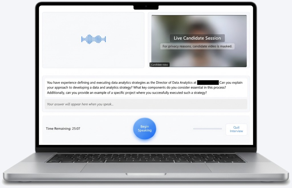 Live AI interview on laptop