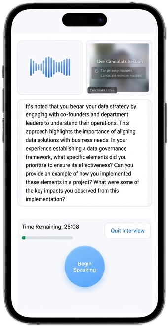 Live AI interview on mobile